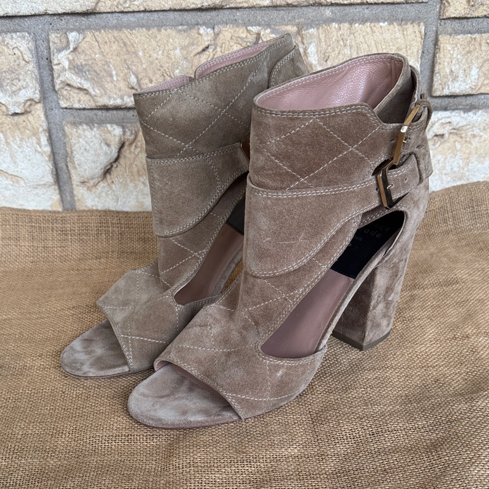 Laurence Dacade Suede Sandals Rush Cutout Heel Block Size 41 - Picture 2 of 12
